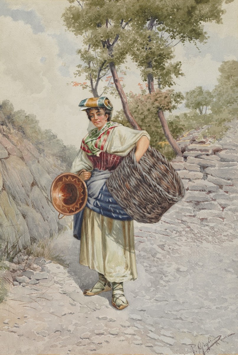 Peasant Girl on a Stony Road 1800s