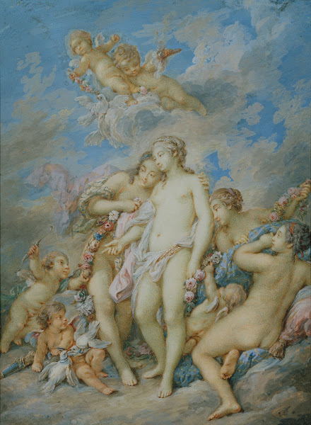 Love offering the Apple to Venus after Boucher c 1770s