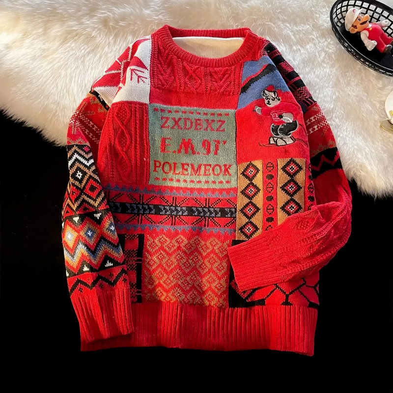 Retro Christmas Sweater in Harajuku Style