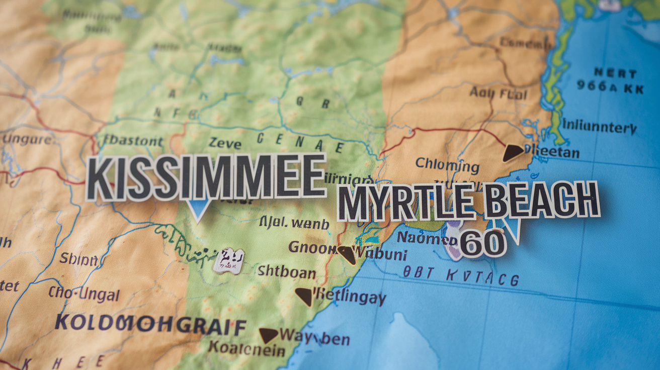Distance and Travel Time from Kissimmee to Myrtle Beach SC
