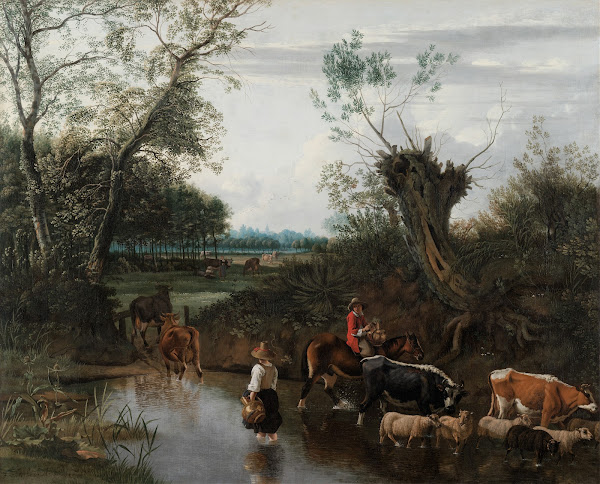 Peasants Crossing a Stream c 1670