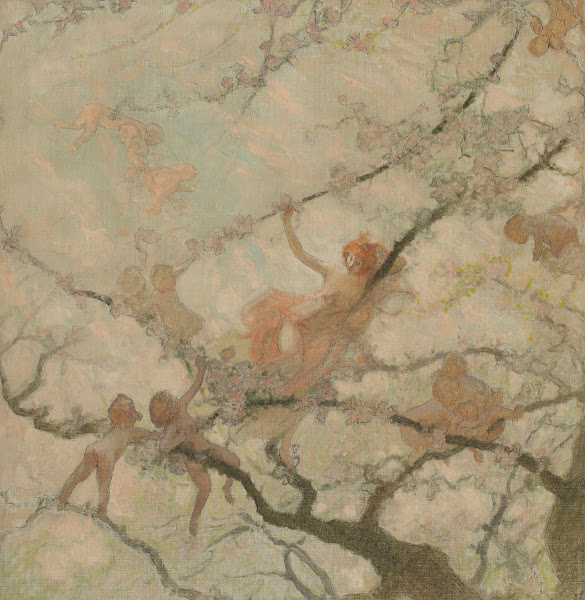 Femme et enfants dans des branchages 1929