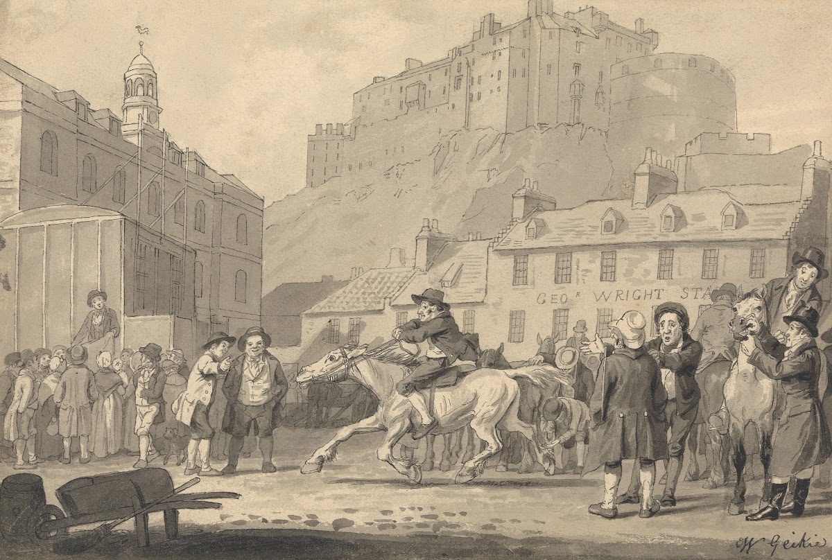 Edinburgh Castle and Horse Fair ca 1828