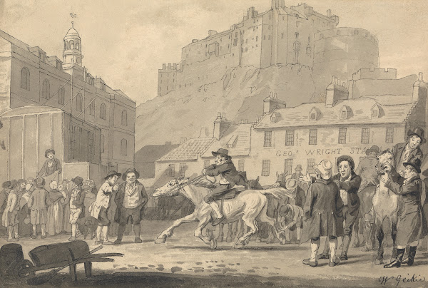 Edinburgh Castle and Horse Fair ca 1828