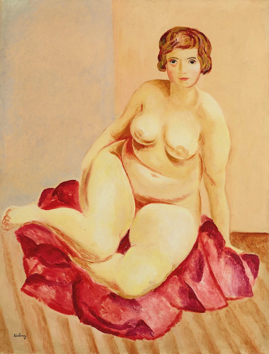 Nu assis à la draperie rouge 1920