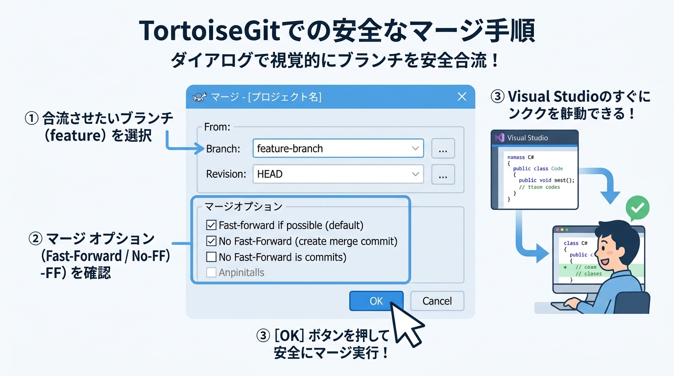 TortoiseGitでの安全なマージ手順