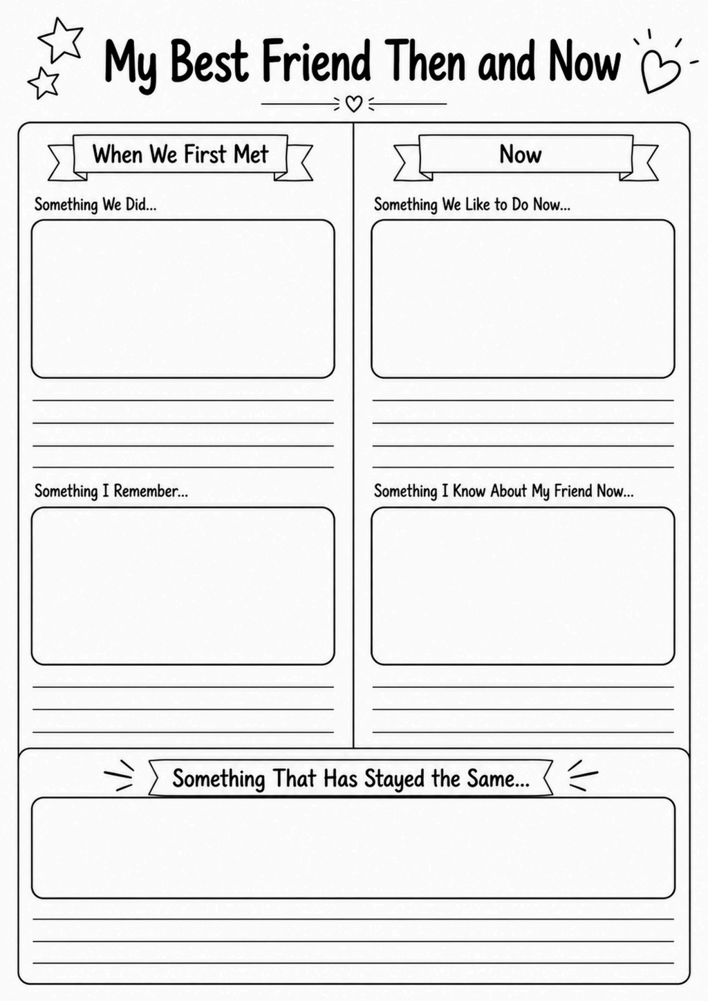 My Best Friend Then and Now Worksheet