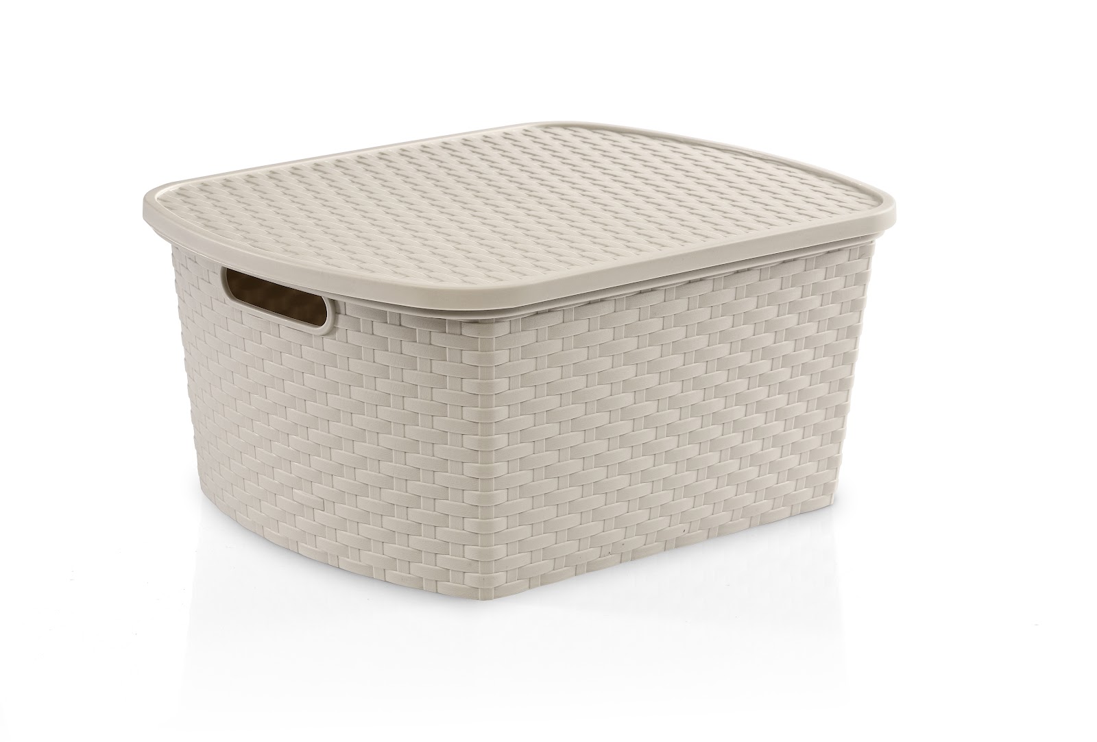 Canasto Ratán 15l Tapa Gris Pastel
