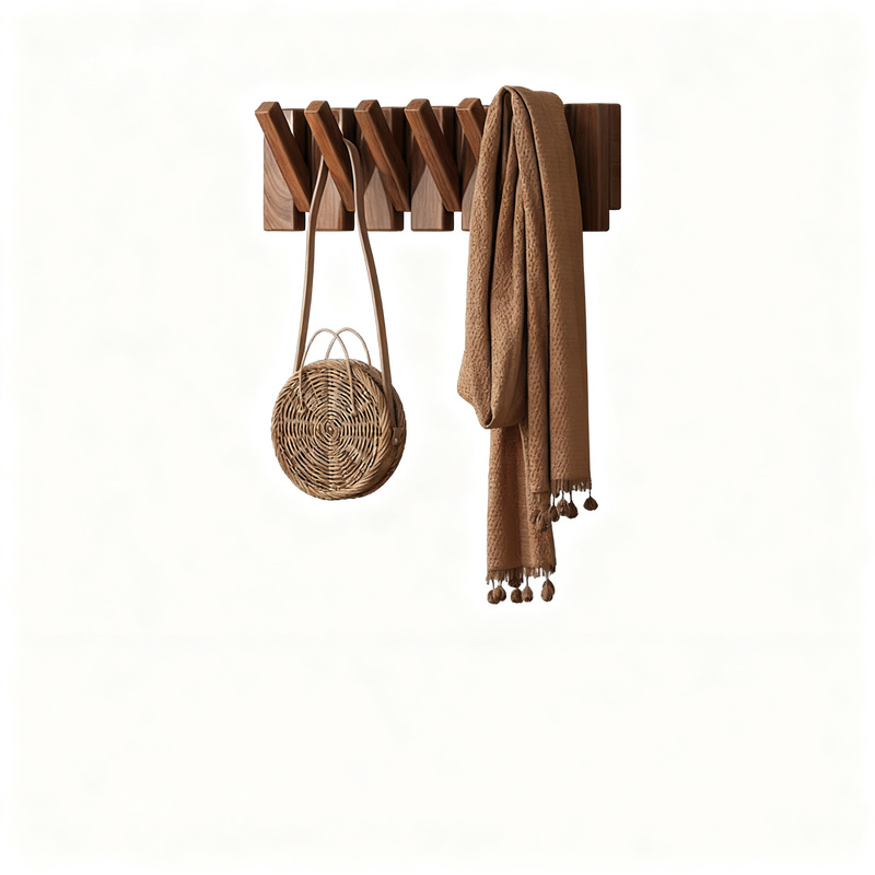Wooden Wall Coat Rack Piano Key Design, 4–12 hooks