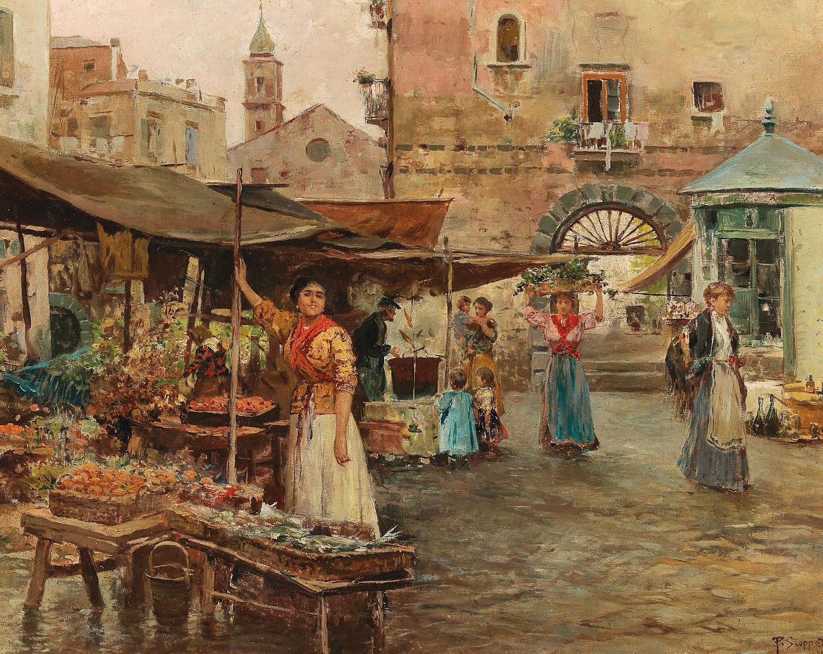 A Market Scene In Naples
