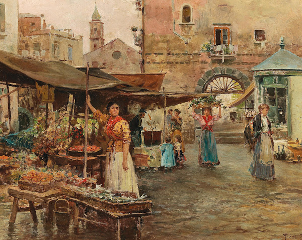 A Market Scene In Naples