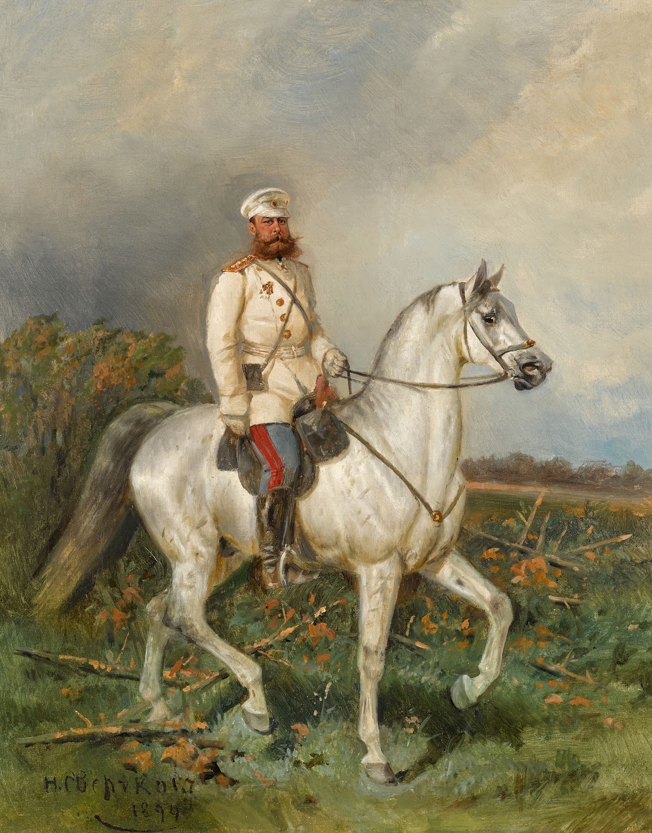 Portrait of General Mikhail Dmitrievich Skobelev on Horseback 1894