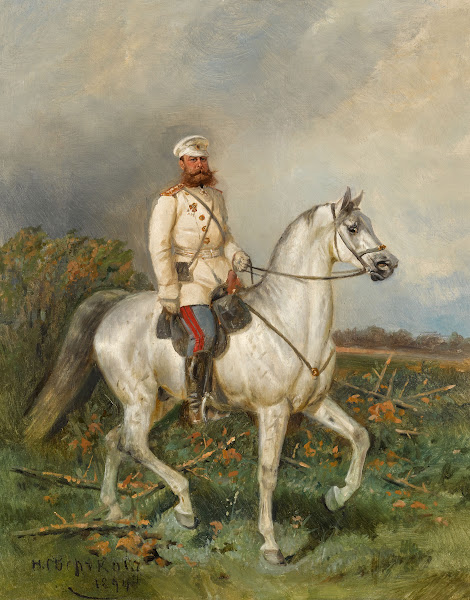 Portrait of General Mikhail Dmitrievich Skobelev on Horseback 1894