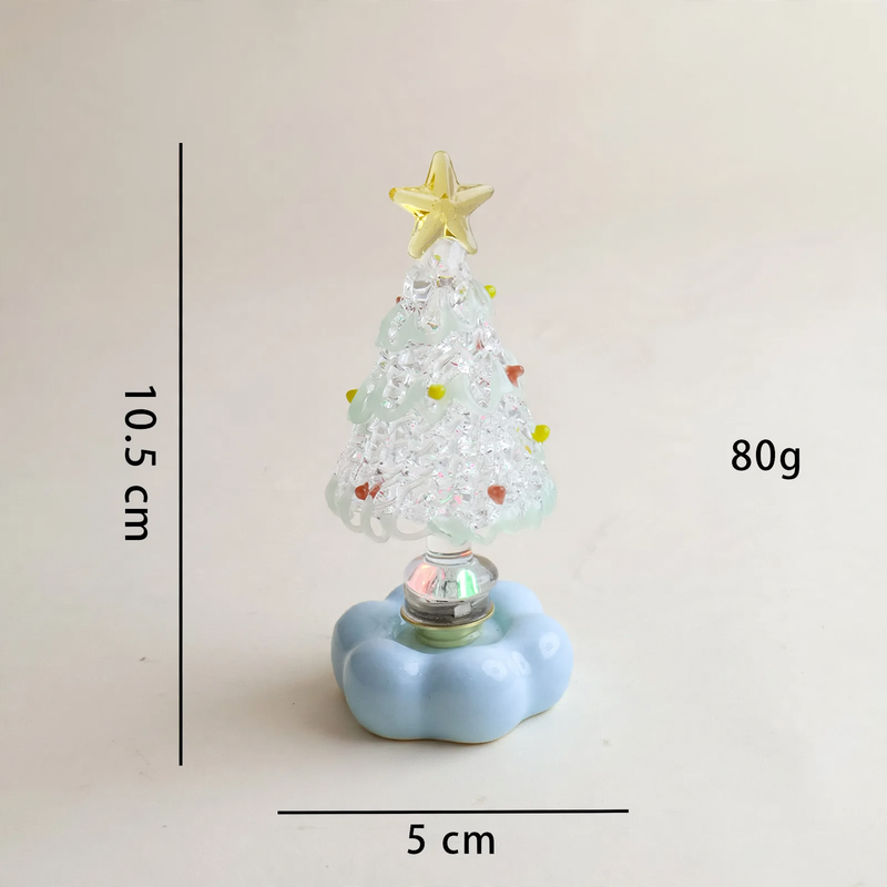 Dekorative, rotierende LED-Weihnachtsbaum-Figur aus Glas