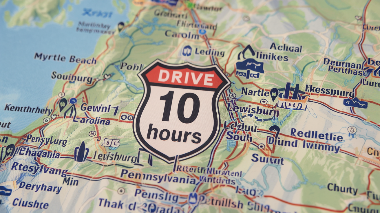 Drive Time from Myrtle Beach to Lewisburg, PA