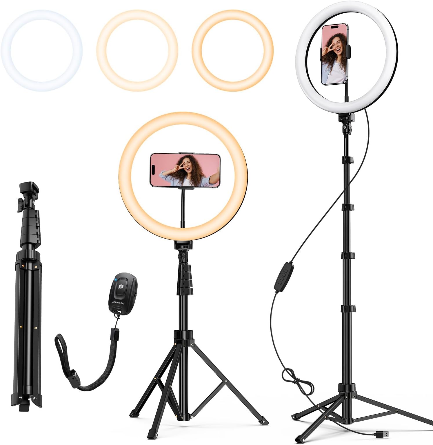 Neewer Trípode y Aro de Luz LED Profesional Regulable