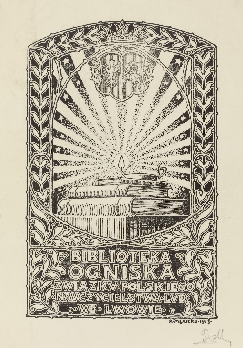 Bookplate of the IIbrary of the PoIIsh Teachers Association in Lviv 1913