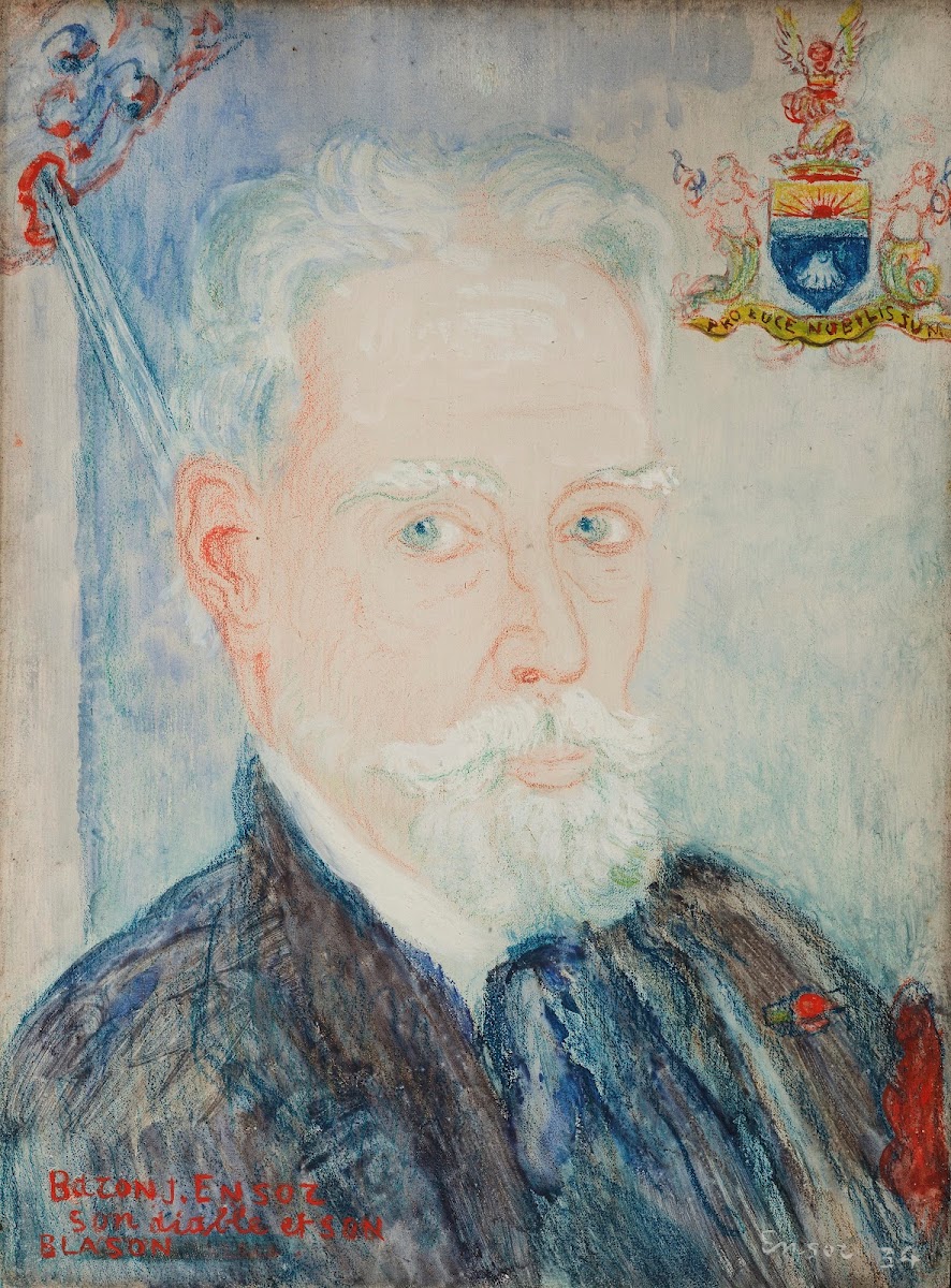 Zelfportret Baron James Ensor zijn duivel zijn wapenschild 1934
