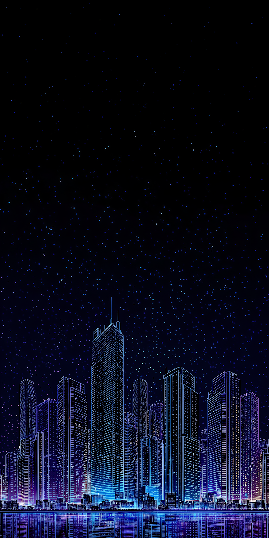 Neon Cityscape Under Starry Night