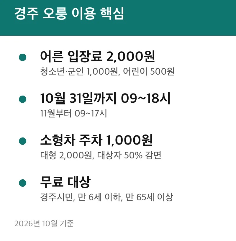 경주 오릉 이용 핵심