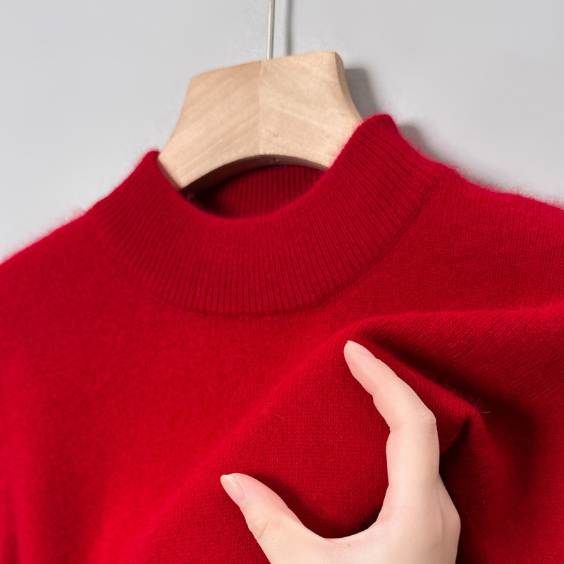 Men's knitted sweater with stand-up collar, solid color