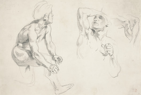 Male Nude Posing for Figures in the Frise de la Guerre c 1835