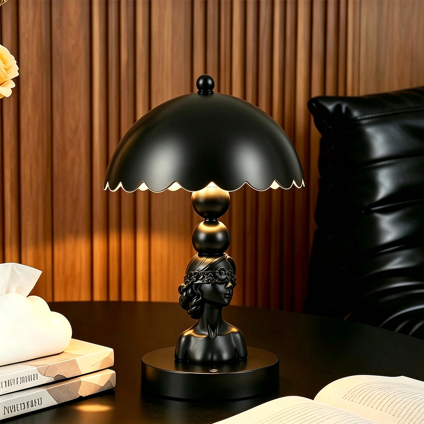 Blindfolded Girl Table Lamp, ABS, black