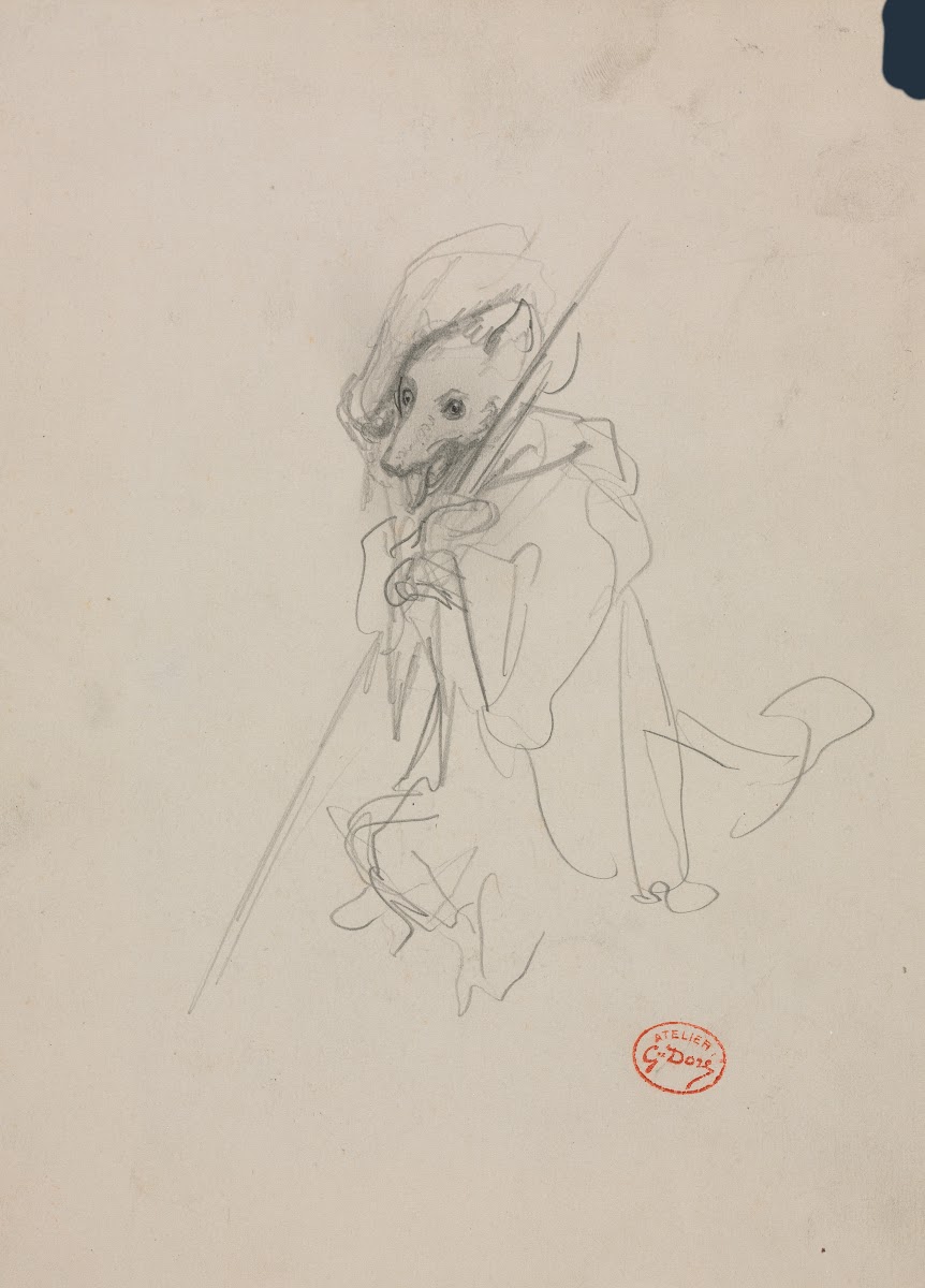 Sketch for The Wolf Turned Shepherd recto c 1868