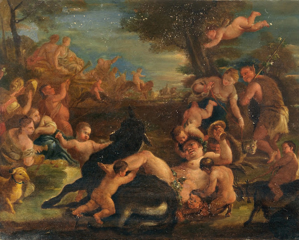 Bacchanal with the drunken Silenus