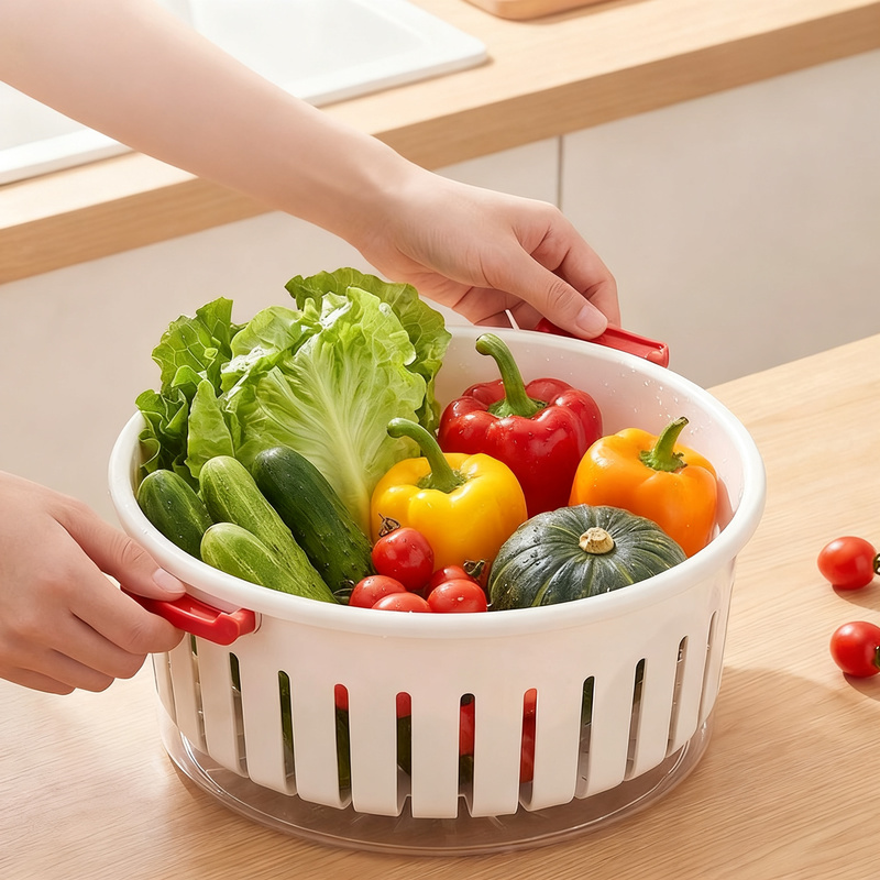Vegetable washing sieve, two-part, removable