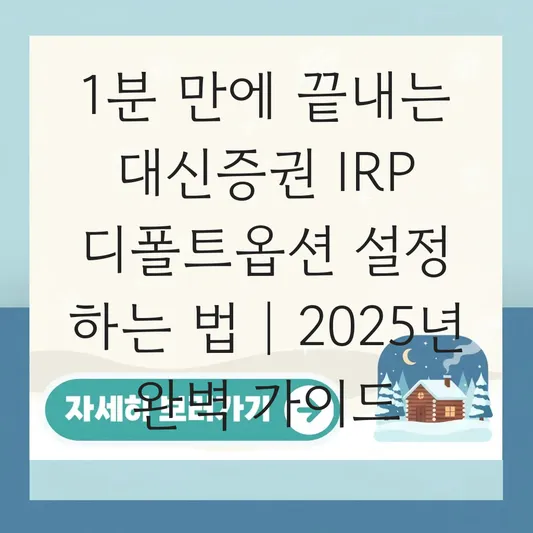 대신증권 IRP 디폴트옵션 설정 하는 법 대표 이미지