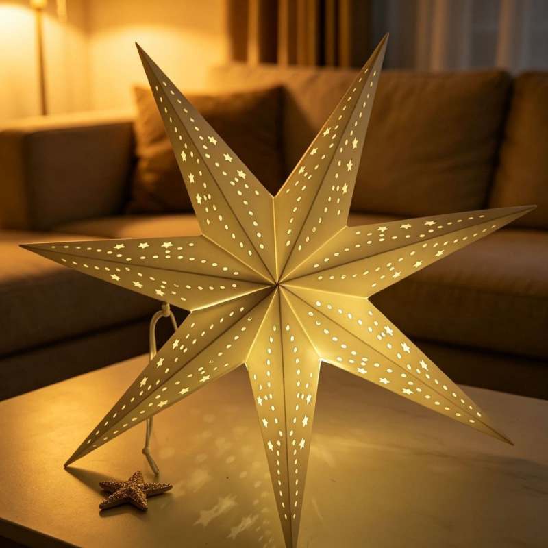 Skandinavischer Papierstern mit LED-Beleuchtung