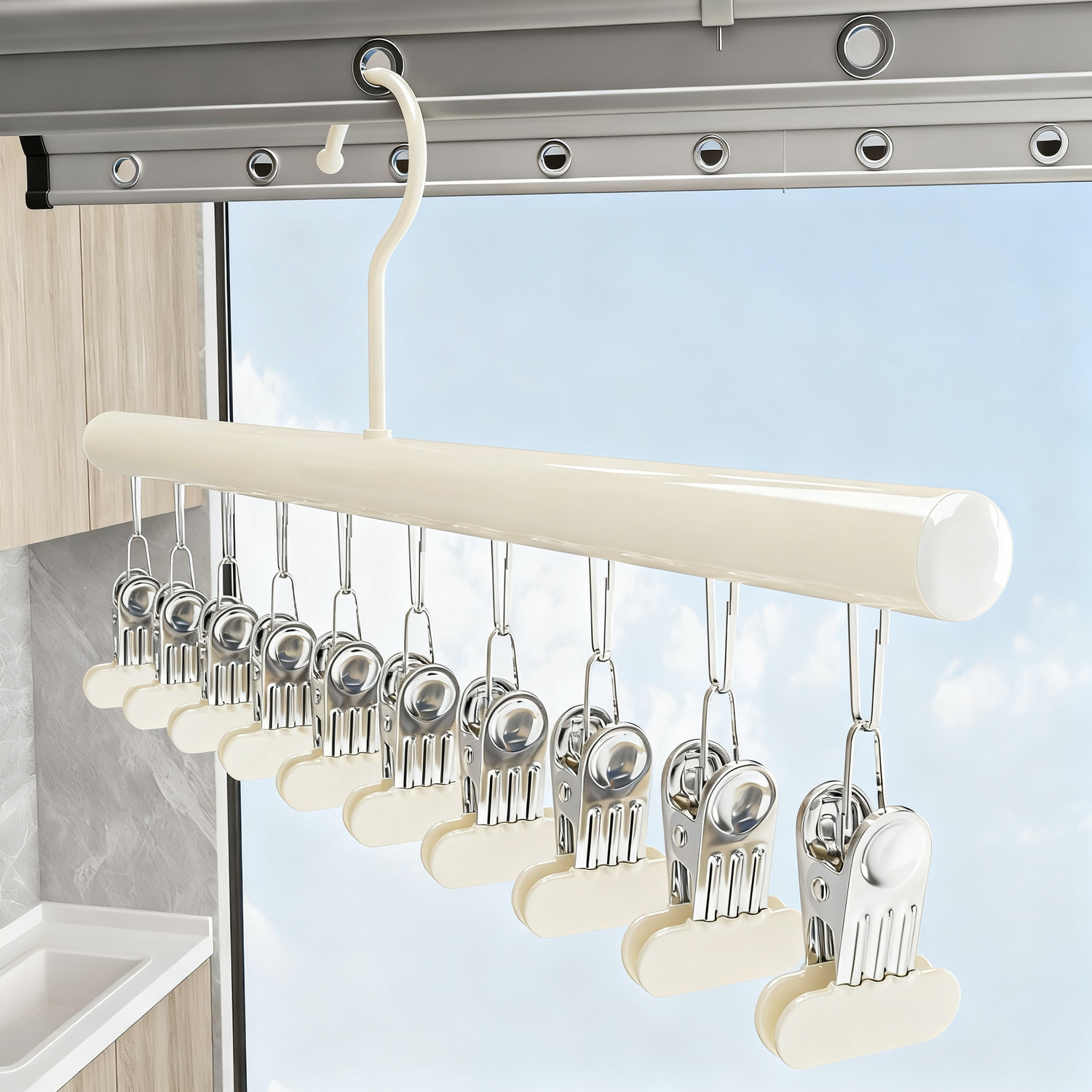 Stainless steel clothespins, wide version