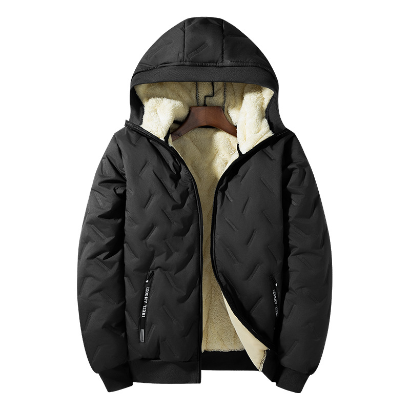 Insulated men's winter jacket with hood and graphene insulation