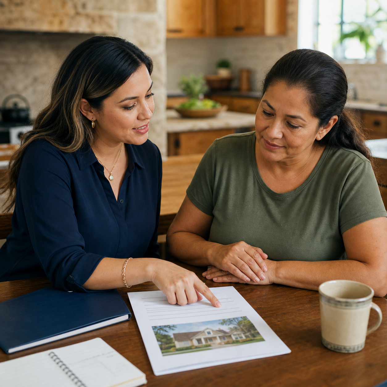 Homeowner reviews a clear cash offer with First Choice Home Buyer.