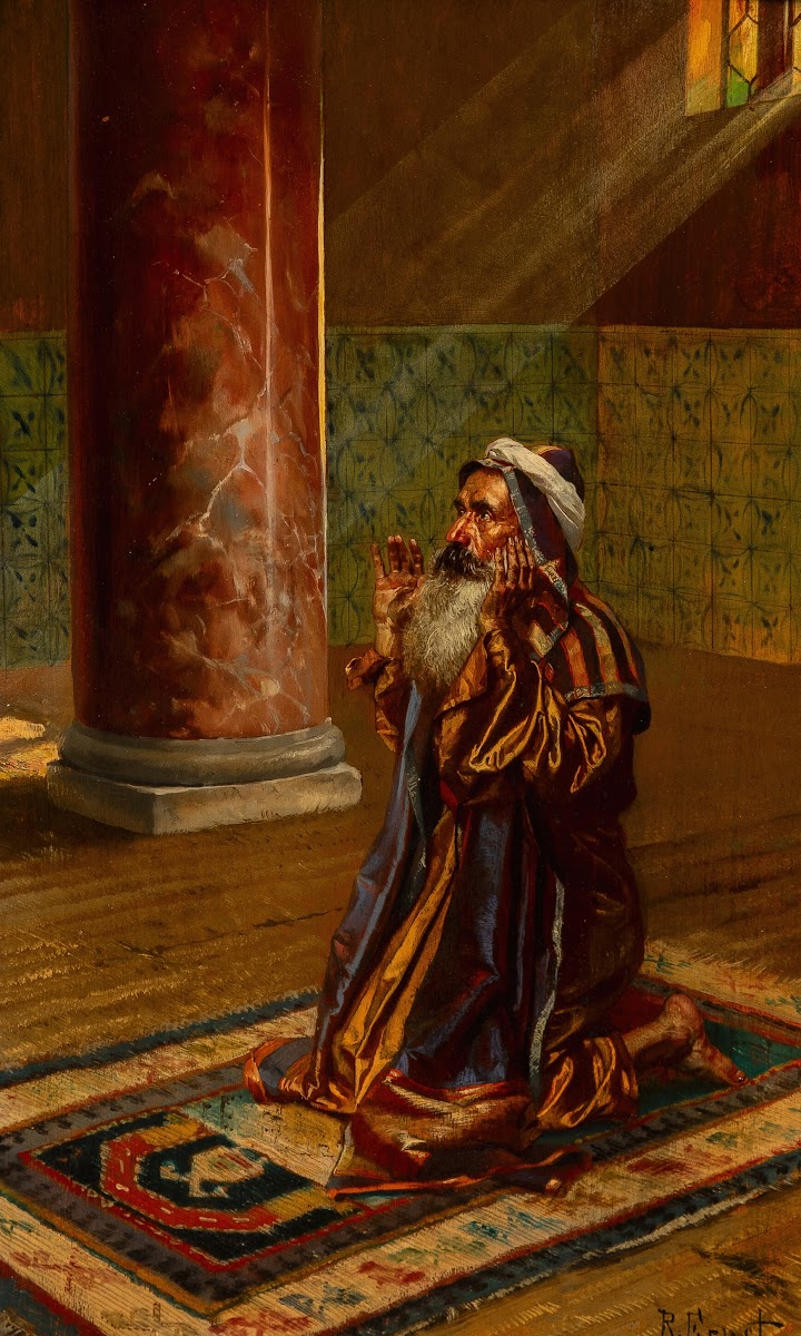 Prayer in the mosque circa 1890