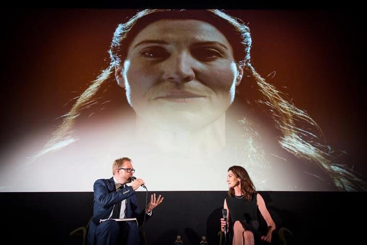 Oscar Hillerstrom in conversation with Michelle Fairley of Game of Thrones at Popcorn Taxi