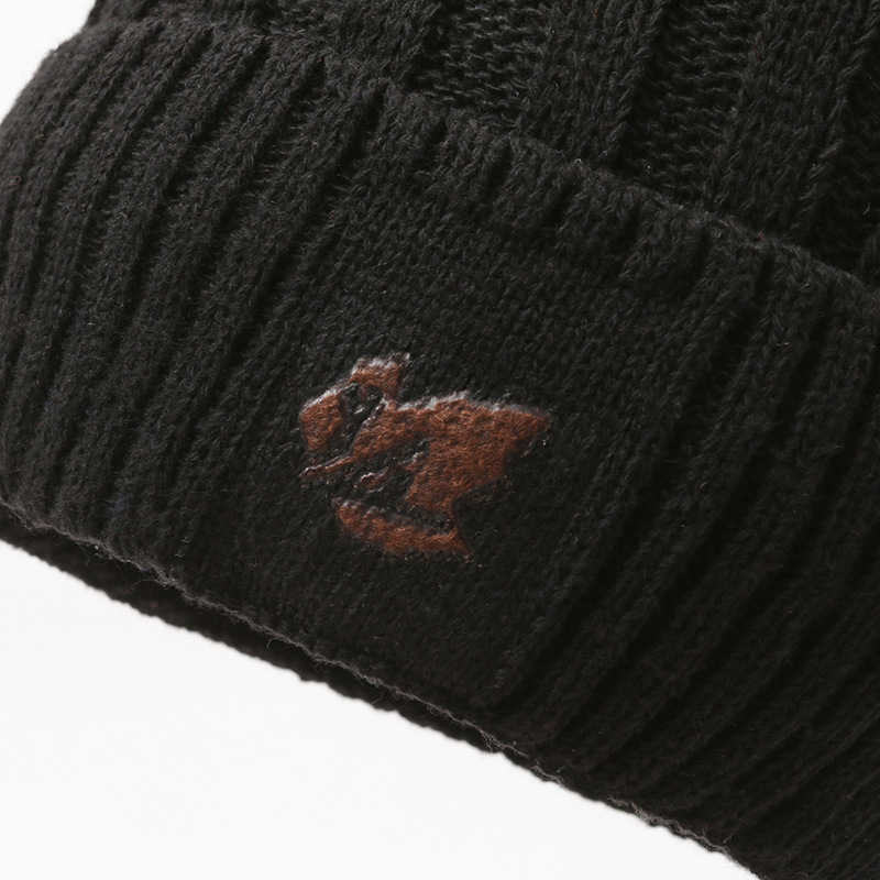 Knitted hat and neck protection set, lined, for men