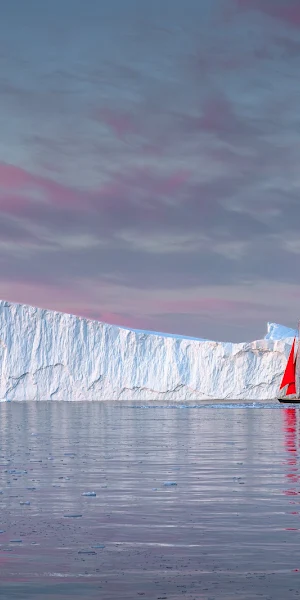 Iceberg, Sailboat, Greenland, Arctic Landscape 5K Wallpaper Background