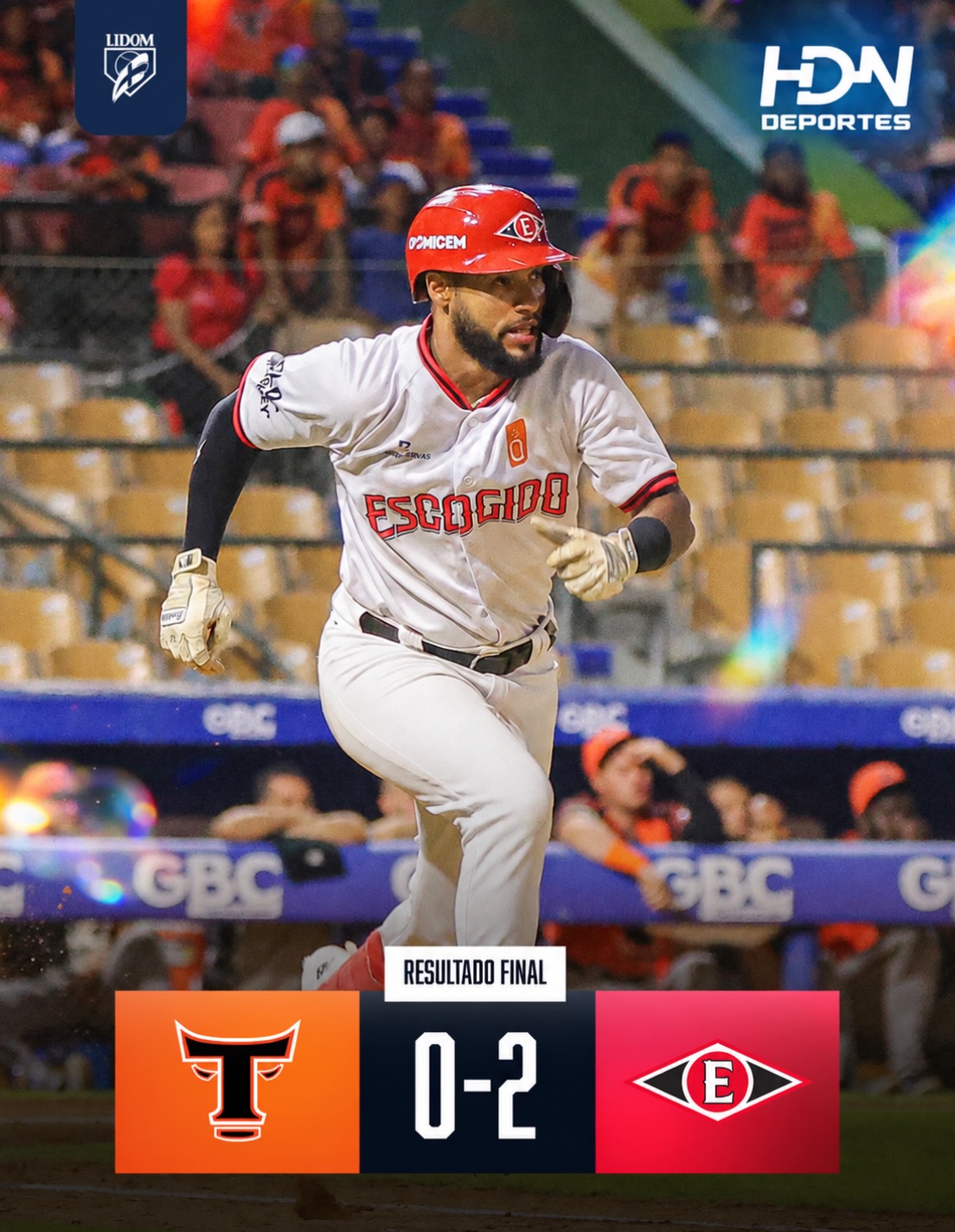 LIDOM: Guzmán rompe el empate en el octavo y el Escogido blanquea 2-0 a los Toros este sábado