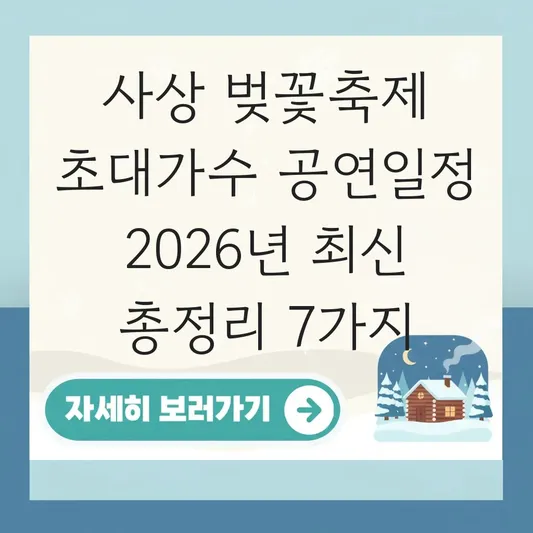 사상 벚꽃축제 초대가수 공연일정