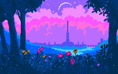 Blue Purple Pink Forest Magical