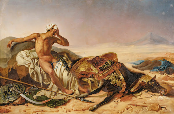 Man Lamenting The Death Of His Steed 19th Century