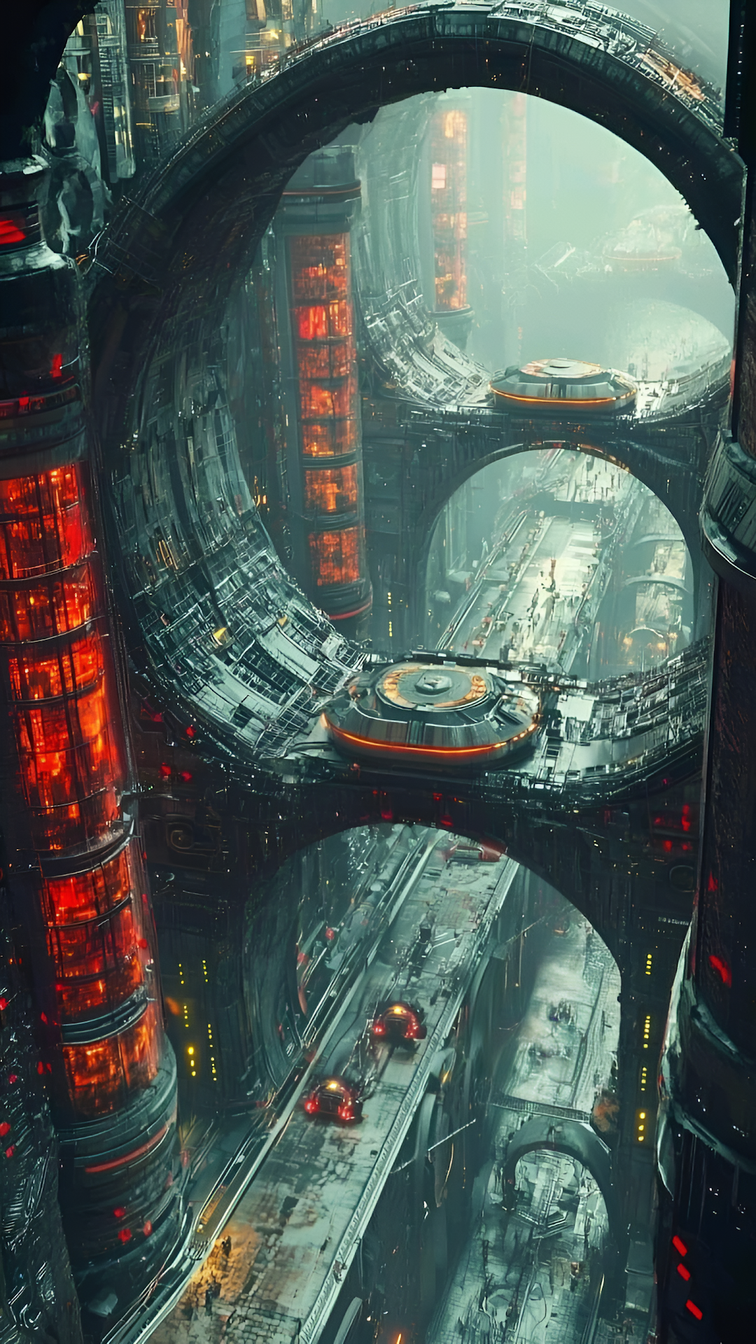 Dystopian Sci Fi Megastructure Vertical City Infrastructure - Free 4K mobile Wallpaper