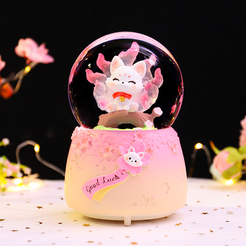 Decorative music box with carousel and snow effect