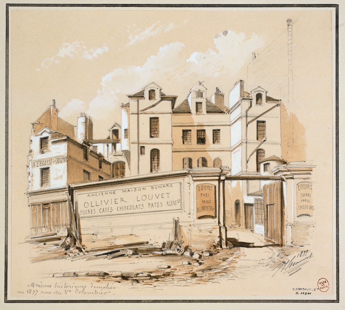 Rue du Vieux Colombier maisons démolies en 1877 1877
