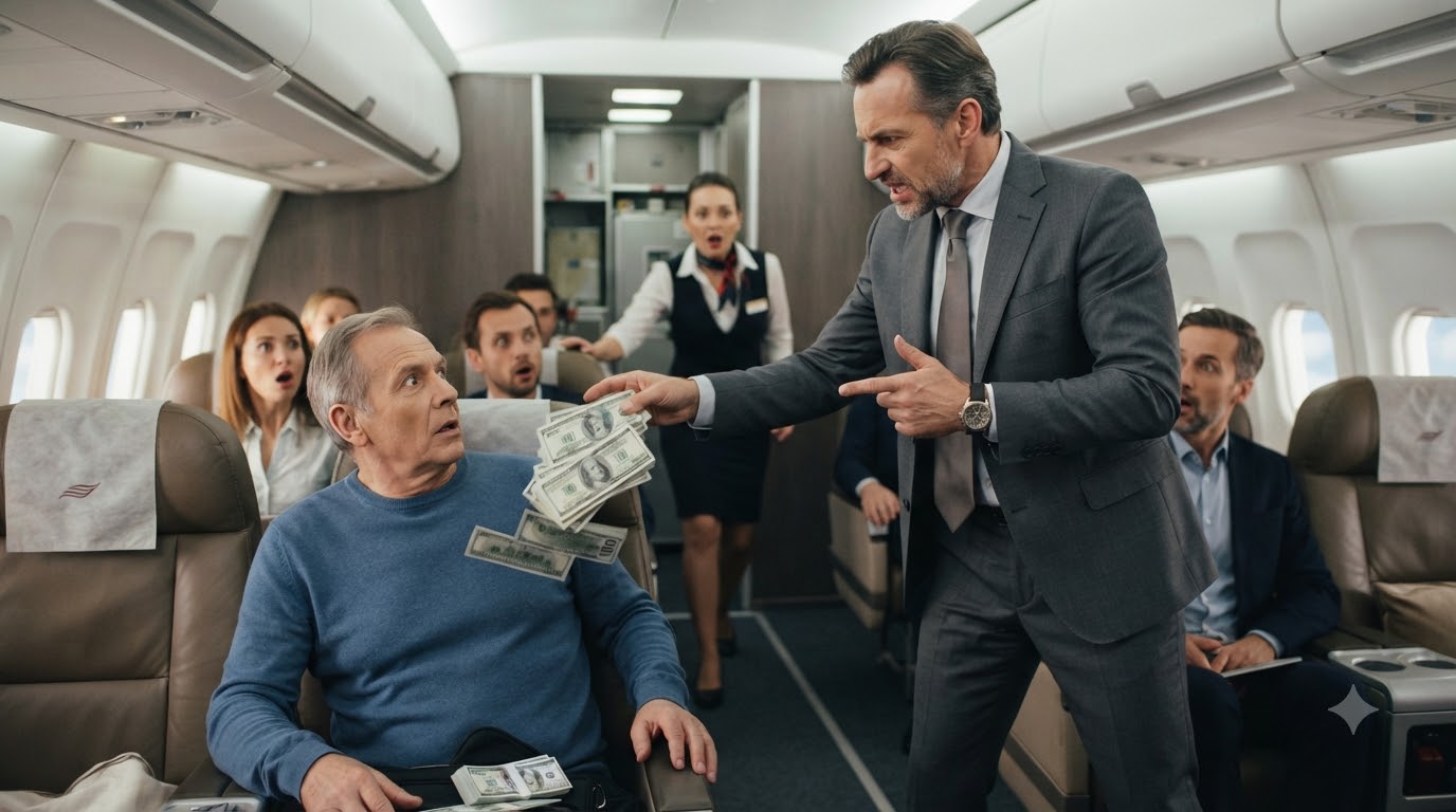 He Threw $1,000 Into A Quiet Passenger’s Lap And Ordered Him Out Of First Class.
