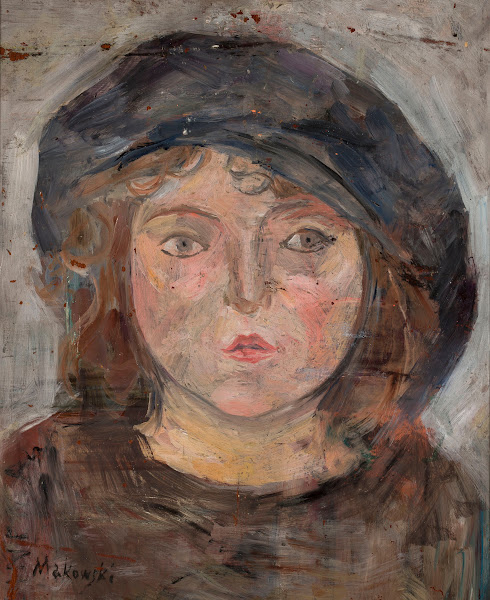 Head of a little girl in a dark beret 1919