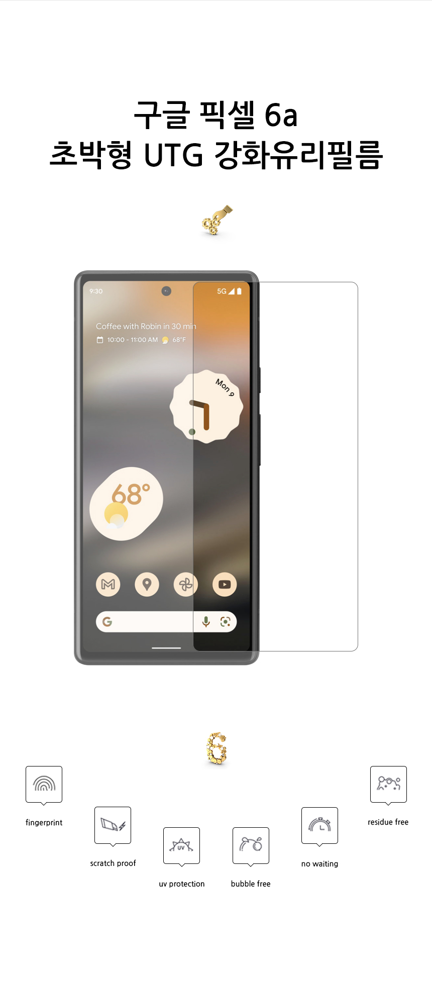 realook google pixel 6a 3D UTG glass screen protector