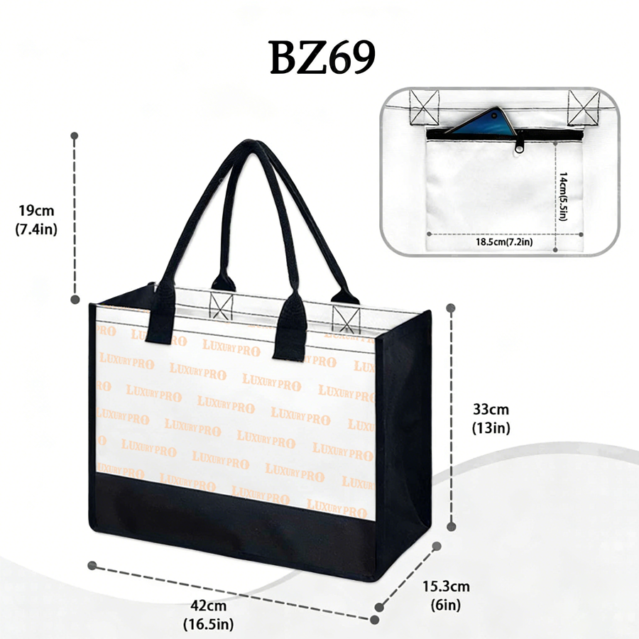 3D Black-edged tote bag (double-sided half-printed)